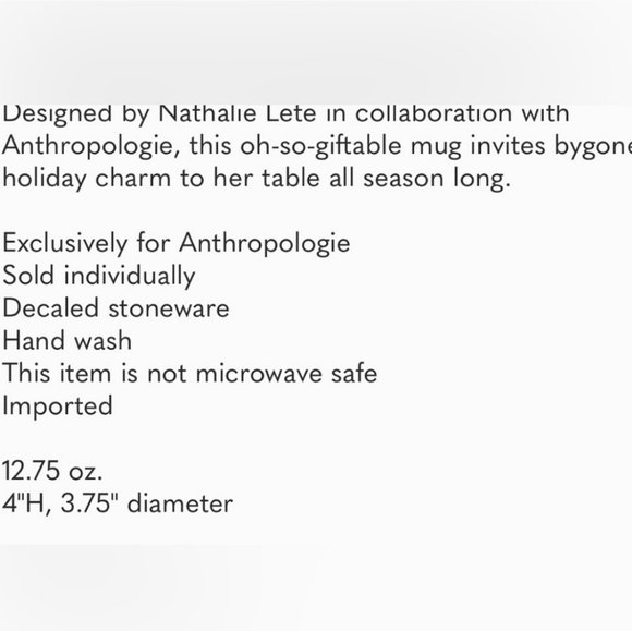 Anthropologie Nathalie Lete Santa's Sleigh Mug - Metallic gold & Bordeaux - Picture 10 of 14